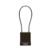 Aluminium safety padlock with cable and black cover 84871