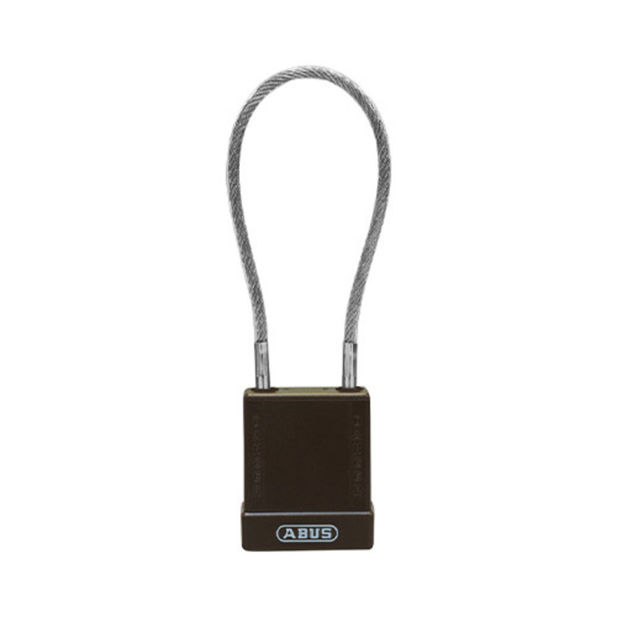 Aluminium safety padlock with cable and black cover 84871