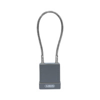 Aluminium safety padlock with cable and grey cover 84872