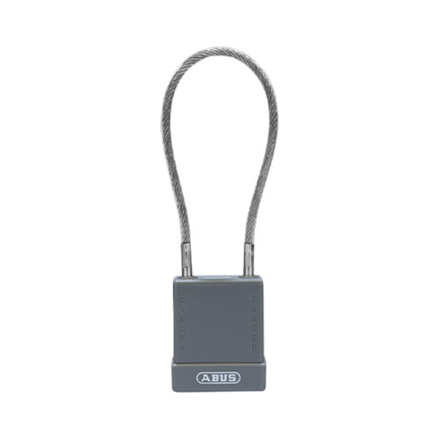 Aluminium safety padlock with cable and grey cover 84872