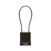 Aluminium safety padlock with  cable and brown cover 76/40CAB20