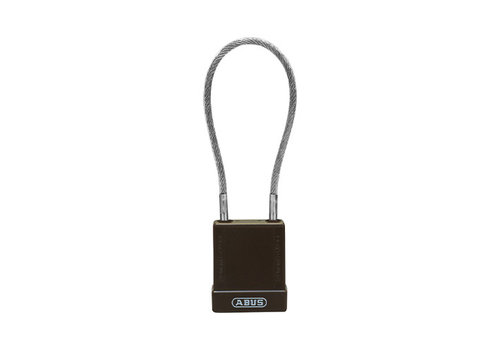 Aluminium safety padlock with  cable and brown cover 76/40CAB20 