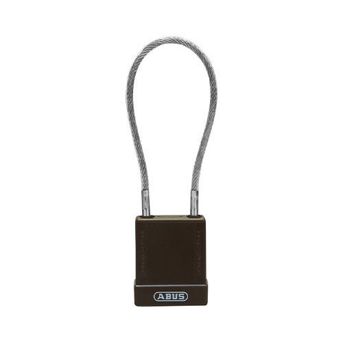 Aluminium safety padlock with  cable and brown cover 76/40CAB20 