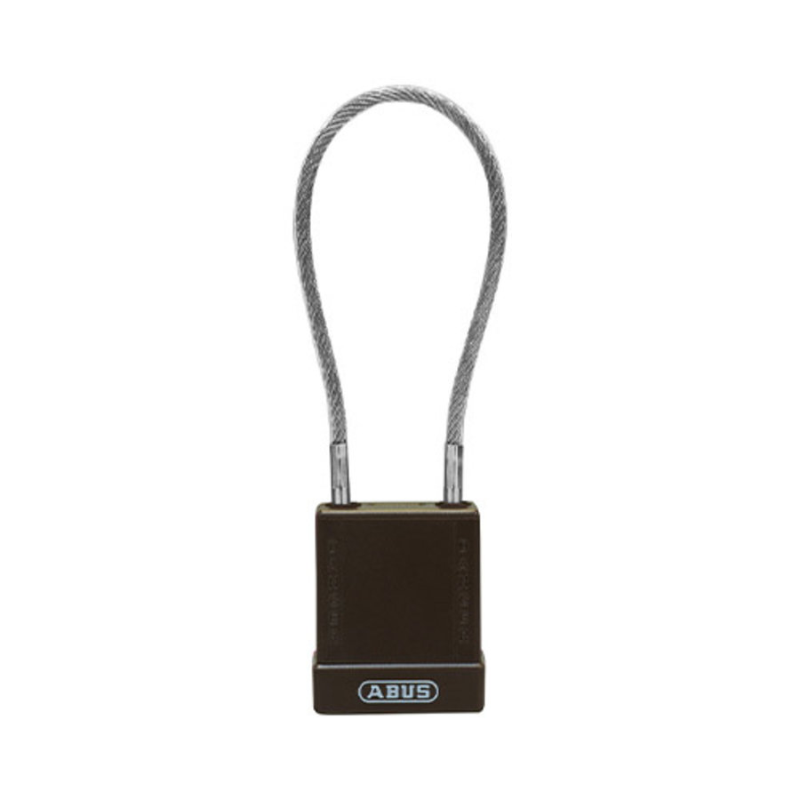 Aluminium safety padlock with cable and brown cover 84873