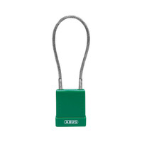 Aluminium safety padlock with cable and green cover 84879