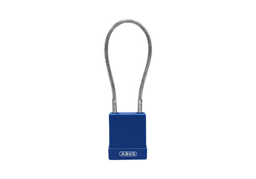 Aluminium safety padlock with  cable and blue cover 76/40CAB40 