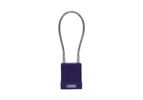 Aluminium safety padlock with  cable and purple cover 76/40CAB40 