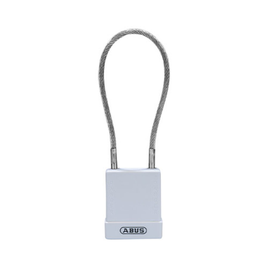 Aluminium safety padlock with cable and white cover 84883