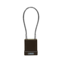 Aluminium safety padlock with cable and black cover 84884