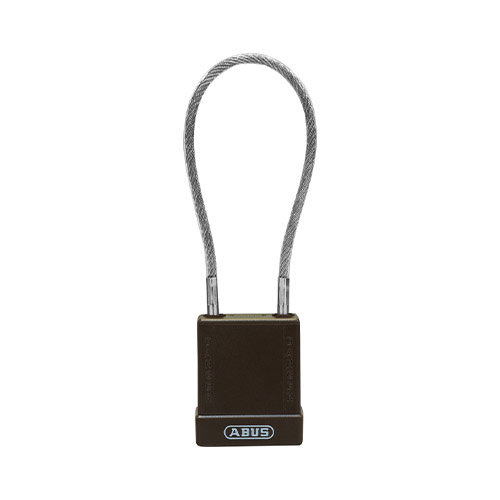 Aluminium safety padlock with  cable and black cover 76/40CAB40 