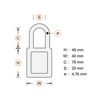 Aluminum safety padlock with red  cover 79584