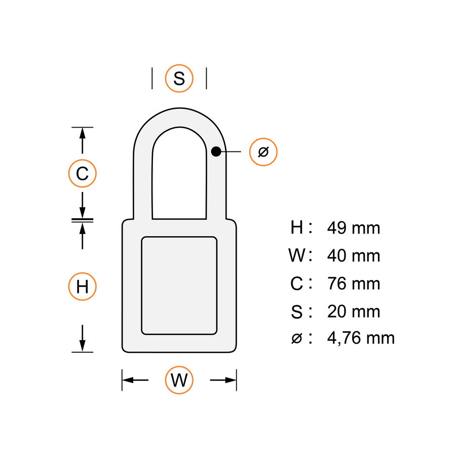 Aluminum safety padlock with yellow cover 85581