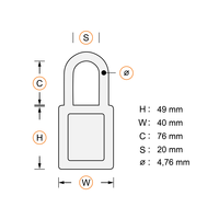 Aluminum safety padlock with orange cover 85583