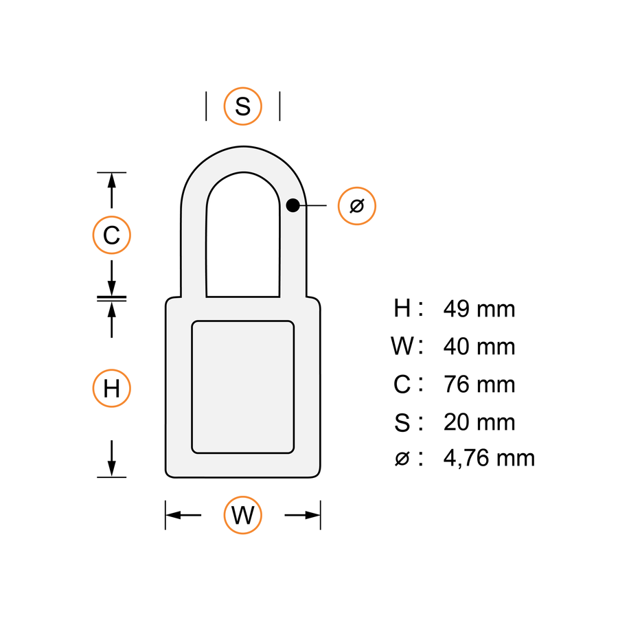 Aluminum safety padlock with grey cover 85598
