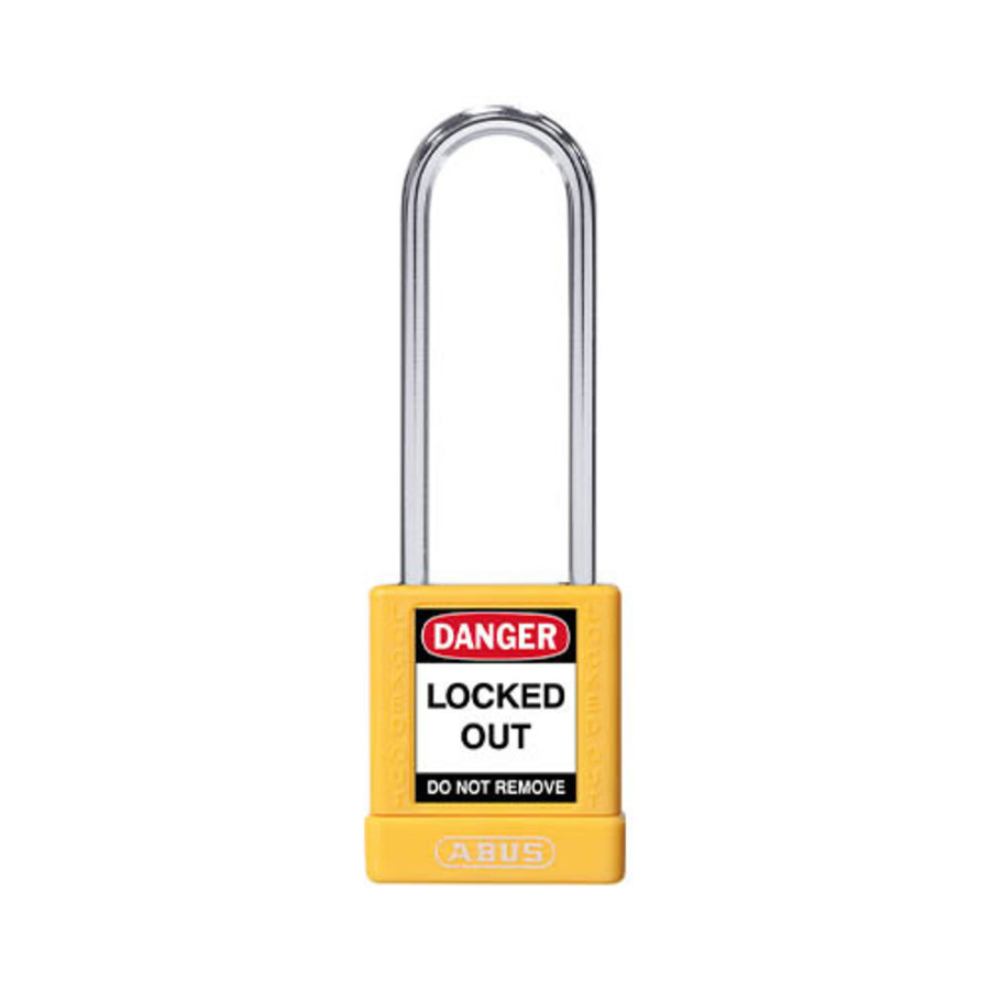 Aluminum safety padlock with yellow cover 85581