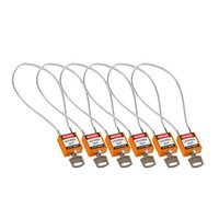 Nylon Sicherheitsvorhängeschloss orange mit Kabelbügel 195983 - 6 Pack