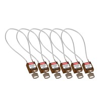 Nylon safety padlock brown with cable 195947 - 6 pack