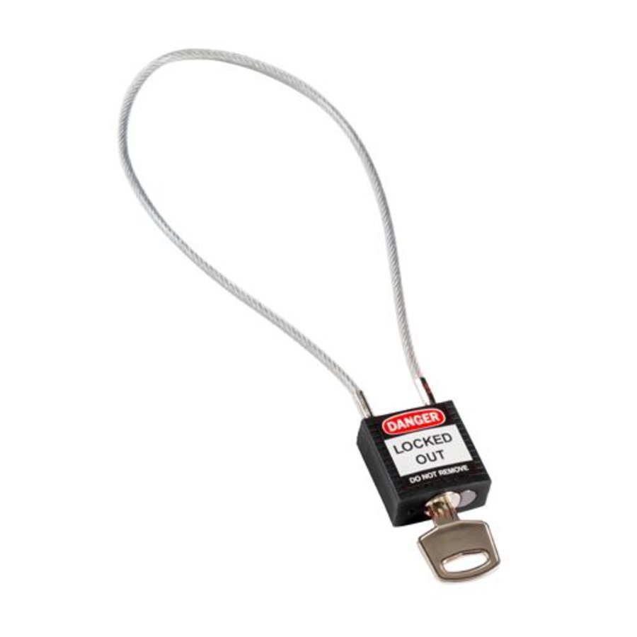 Nylon veiligheidshangsloten met kabel zwart 195946 - 6 pack