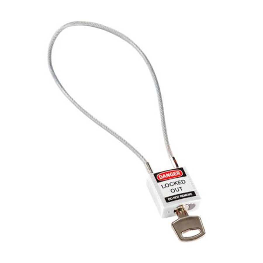 Nylon safety padlock white with cable 195985 -  6 pack