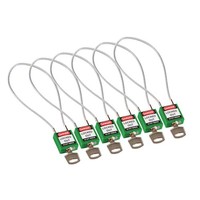 Nylon veiligheidshangslot met kabel groen 195975 - 6 pack