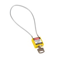 Nylon Sicherheitsvorhängeschloss gelb mit Kabelbügel 195973 - 6 Pack