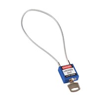 Nylon safety padlock blue with cable 195974 - 6 pack