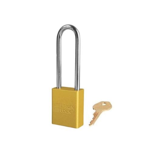 Anodized aluminium safety padlock yellow S1107YLW 