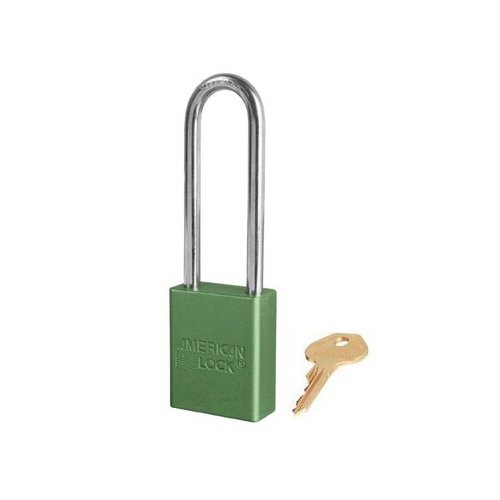 Anodized aluminium safety padlock green S1107GRN 