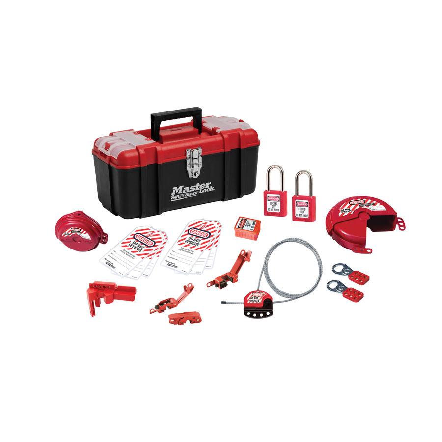 Filled lock-out toolbox for valves and electrical lock-outs 1457VE410KABAS
