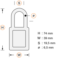 Titalium Aluminium Sicherheitsvorhängeschloss orange, 72/40 mit gehärtetem Stahlbügel