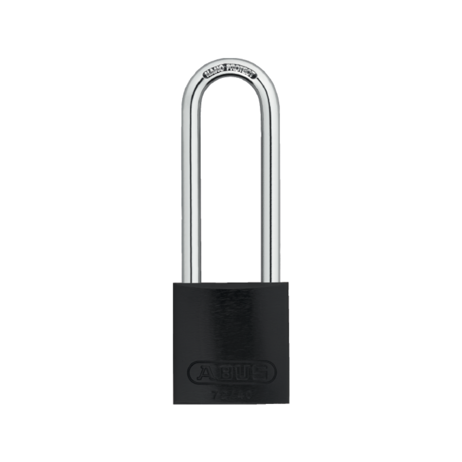 Titalium Aluminium safety padlock black, 72/40HB75 with Hardened steel shackle