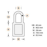 Titalium Aluminium Sicherheitsvorhängeschloss schwarz, 72/40HB40 mit gehärtetem Stahlbügel