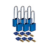 SafeKey Aluminium safety padlock blue 6-pack 150322