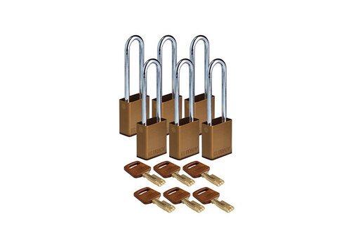 SafeKey Aluminium Sicherheitsvorhängeschloss Braun 6-pack 150235 