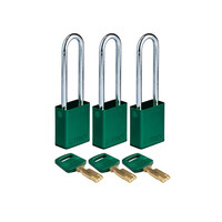 SafeKey Aluminium safety padlock Green 3-pack 150238