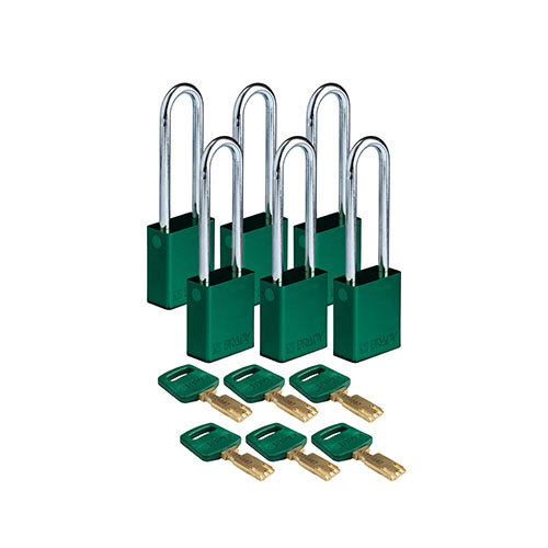SafeKey aluminium veiligheidshangslot groen 6-pack 150252 