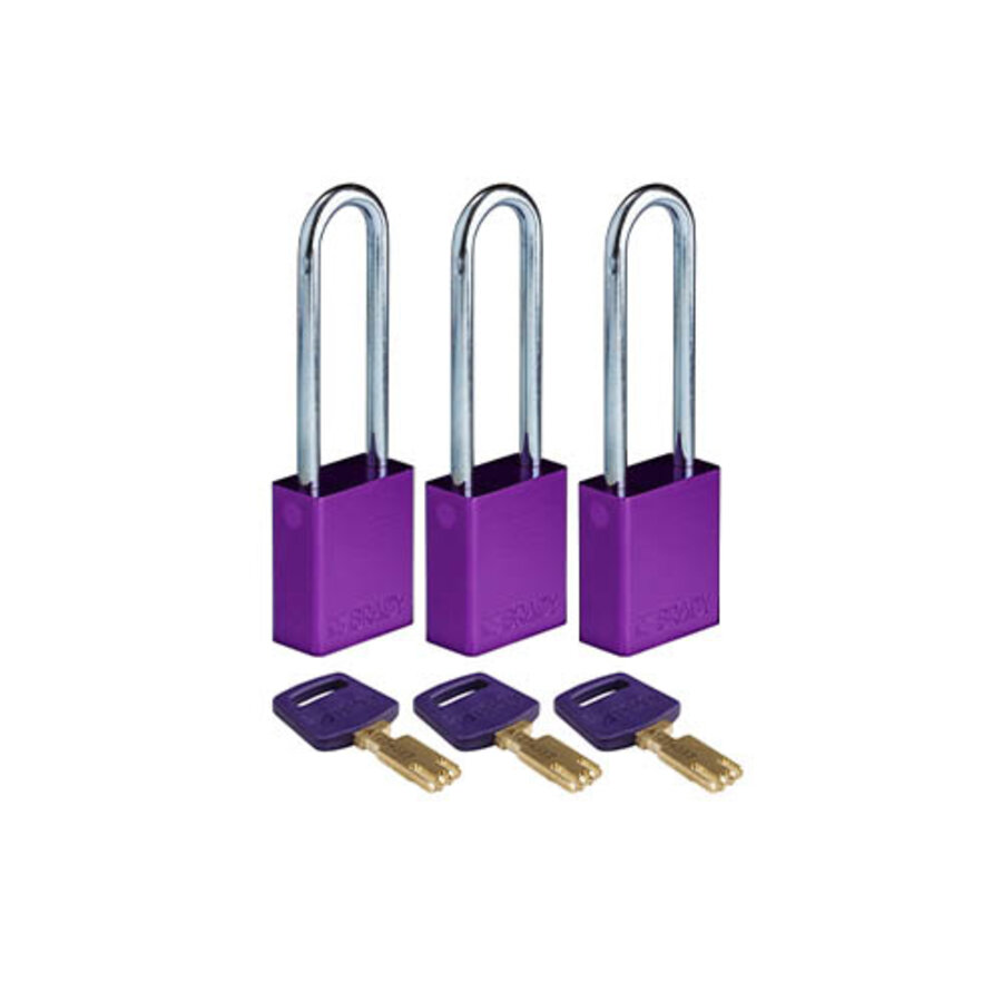 SafeKey Aluminium Sicherheitsvorhängeschloss lila 3-pack 150300