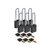 SafeKey Aluminium safety padlock black 3-pack 150217