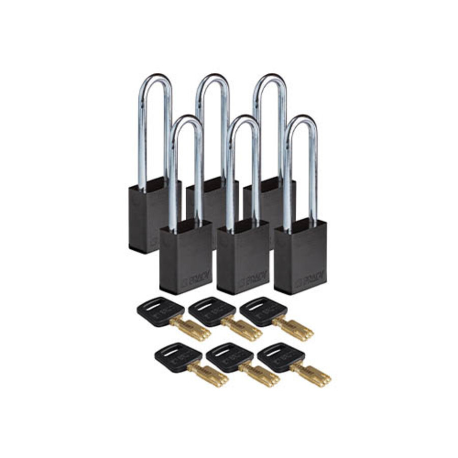 SafeKey Aluminium safety padlock black 3-pack 150217