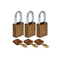 SafeKey Aluminium safety padlock brown 3-pack 150260