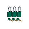 Brady SafeKey Aluminium Sicherheitsvorhängeschloss Grün 3-pack 150281