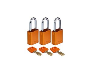 Brady Aluminium SafeKey safety padlock Orange 3-pack 150305