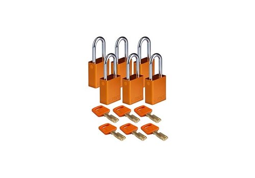 SafeKey aluminium veiligheidshangslot oranje 6-pack 150326 