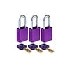 Brady SafeKey aluminium veiligheidshangslot paars 3-pack 150348