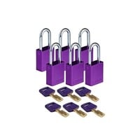 SafeKey aluminium veiligheidshangslot paars 6-pack 150347