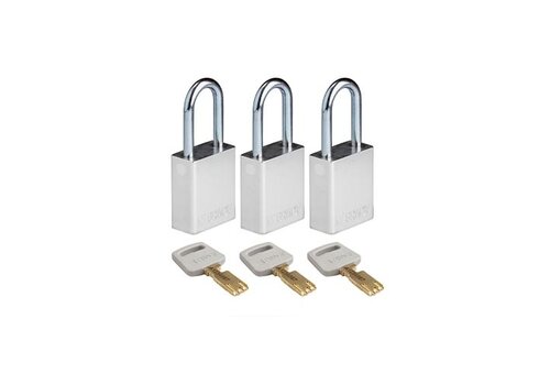 SafeKey Aluminium safety padlock Silver 3-pack 150304 