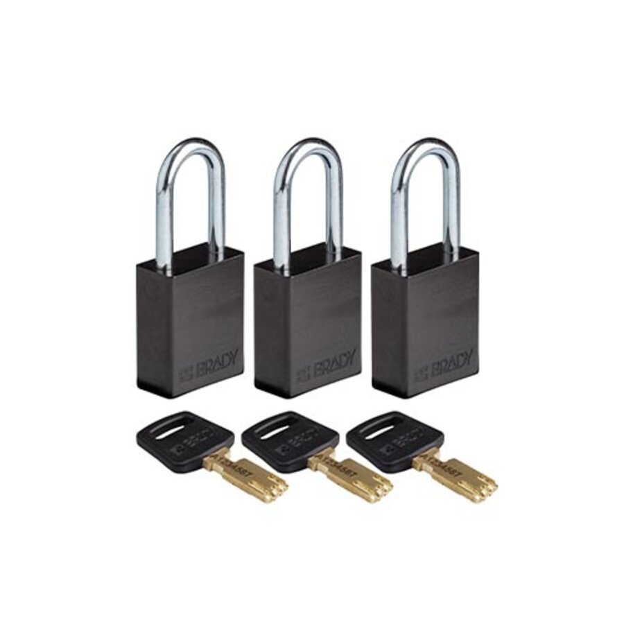 SafeKey Aluminium safety padlock Black 3-pack 150349