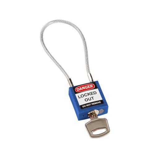 Nylon safety padlock blue with cable 146122 