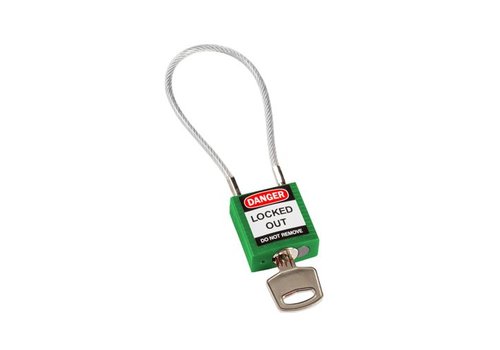 Nylon veiligheidshangslot met kabel groen 146123 