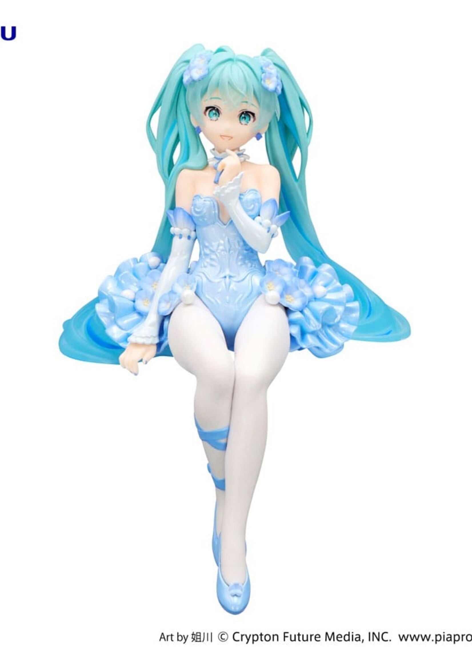 Hatsune Miku Noodle Stopper PVC Statue Flower Fairy Nemophila Pail Blue Color